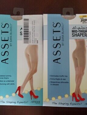 Spanx Assets By Sara Blakely Lot Of 2 Hi-Waist Mid Thigh Shaper Size 2 Nude
